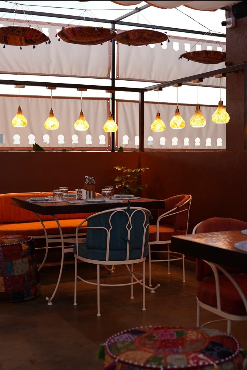 Terrace with colorful cushions